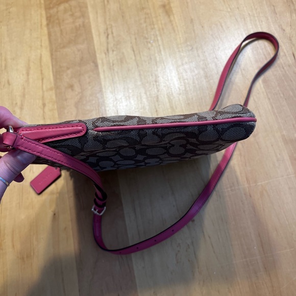 Coach Messenger Crossbody Signature Bag Tan/Pink - Picture 6 of 12